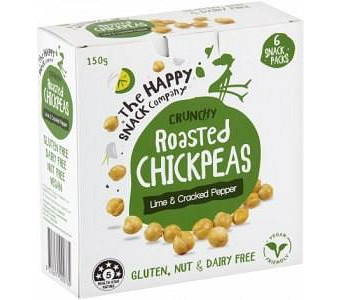 The Happy Snack Company Roasted Chickpeas Lime & Cracked Pepper G/F 6x25g Box