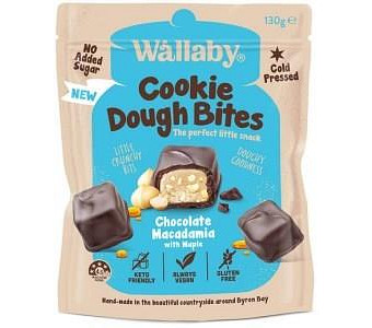 Wallaby Cookie Dough Bites Chocolate Macadamia w/Maple G/F 130g