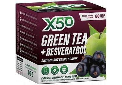 X50 Green Tea + Resveratol Apple Berry G/F 60 x 3g Sachets