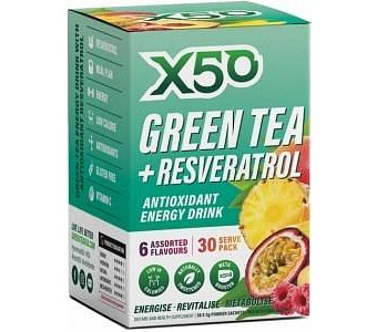 X50 Green Tea + Resveratol Assorted 6 Flavour 30 Sachets