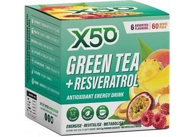 X50 Green Tea + Resveratol Assorted 6 Flavour 60 Sachets