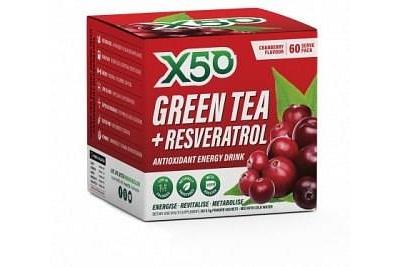 X50 Green Tea + Resveratol Cranberry G/F 60 x 3g Sachets