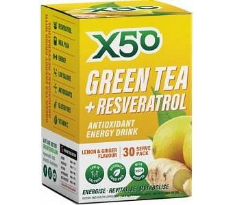 X50 Green Tea + Resveratol Lemon & Ginger 30 Sachets