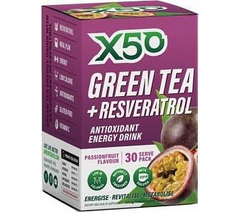 X50 Green Tea + Resveratol Passionfruit 30 Sachets