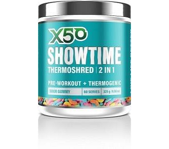 X50 Showtime Thermoshred 2 in 1 Sour Gummy G/F 325g