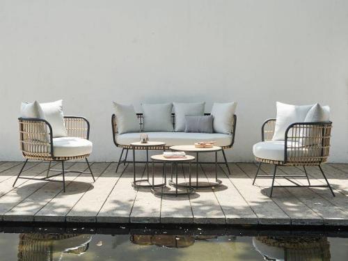 Bamboo Wicker Outdoor Lounge Set