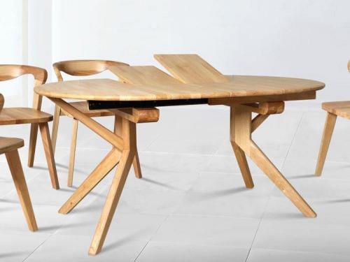 Natural Wood Round Extendable Dining Table