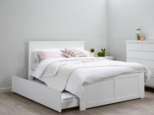 Coco Hardwood White Double Bed Frame with Trundle