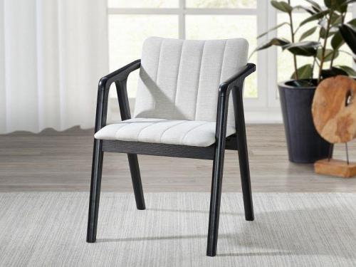 Black & Beige Fabric Dining Chair