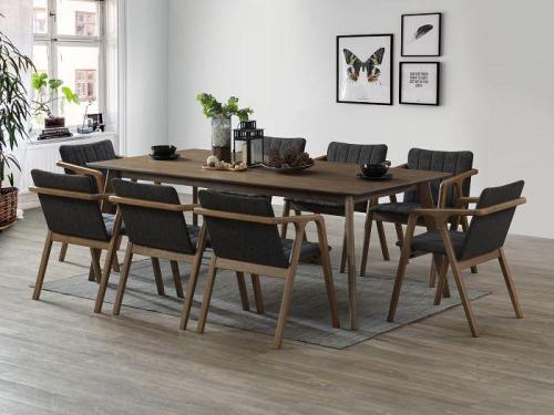 Modern Timber 8 Seater Black Dining Set