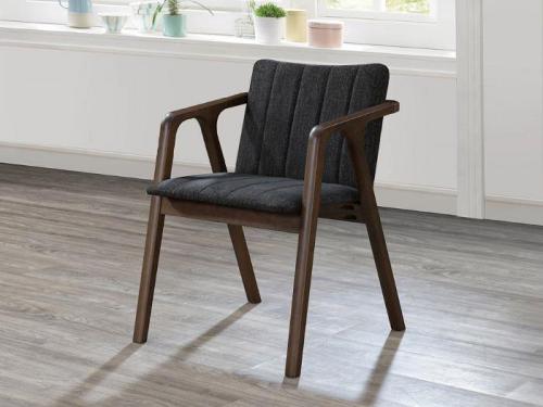 Modern Walnut & Black Fabric Dining Chair