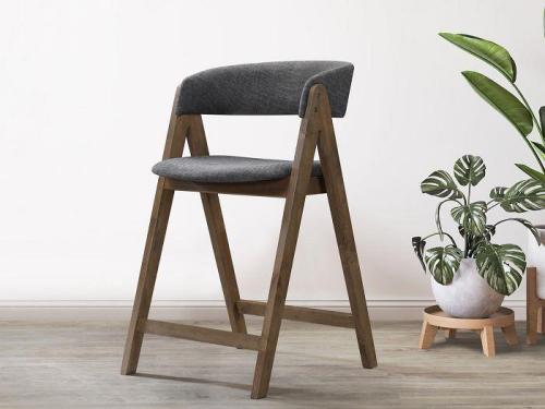 Modern Counter Bar Stool with Charcoal Fabric