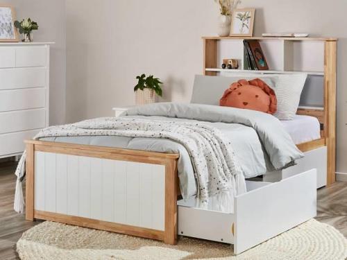 Myer Hardwood Toddler Single Bed with Storage & Bookshelf