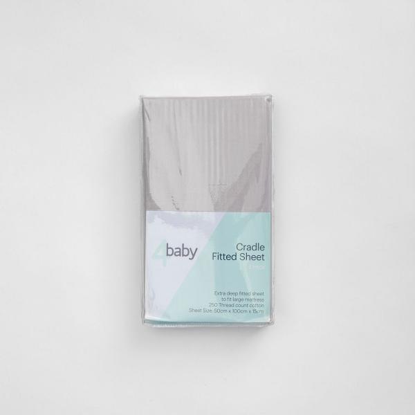 4Baby Cradle Fitted Sheet Light Grey 2 Pack