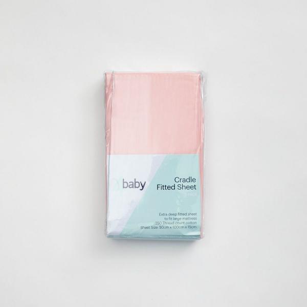 4Baby Cradle Fitted Sheet Pale Pink 2 Pack