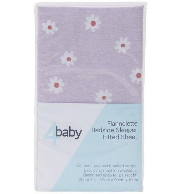 4Baby Flannel Bedside Sleeper Fitted Sheet Daisy Chain