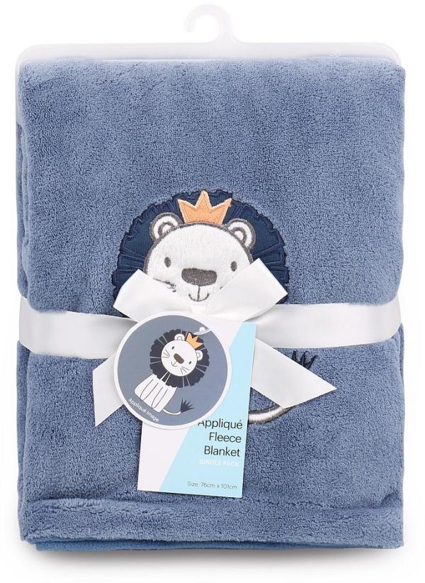 4Baby Fleece Blanket Blue Lion Applique