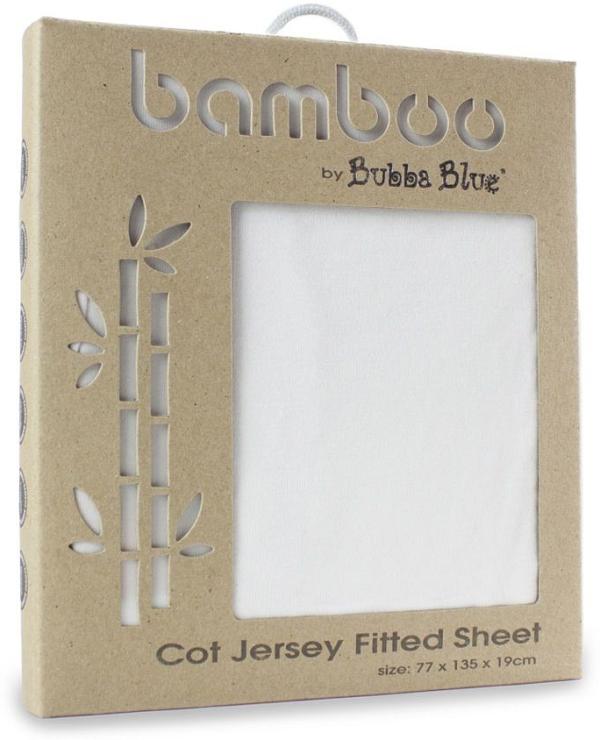 Bubba Blue Bamboo Jersey Cot Fitted Sheet White