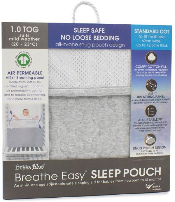 Bubba Blue Breathe Easy Sleep Pouch 1.0 Tog Cot Standard