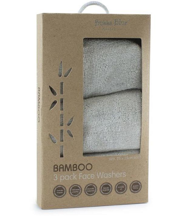 Bubba Blue Grey Bamboo Wash Cloth 3 Pack