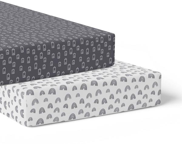 Bubba Blue Nordic Cot Fitted Sheet Charcoal/White Size 2 Pack