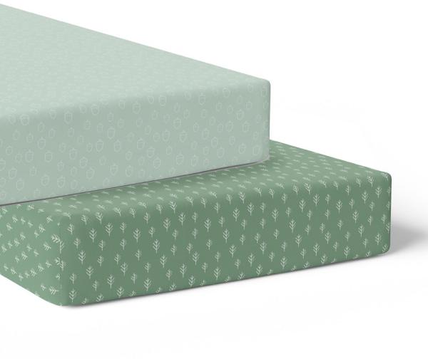 Bubba Nordic 2 Pack Jersey Cot Fitted Sheet Avocado/Forest