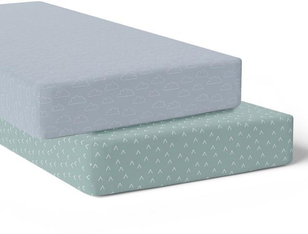 Bubba Nordic Cot Fitted Sheet Sky/Mint 2 Pack