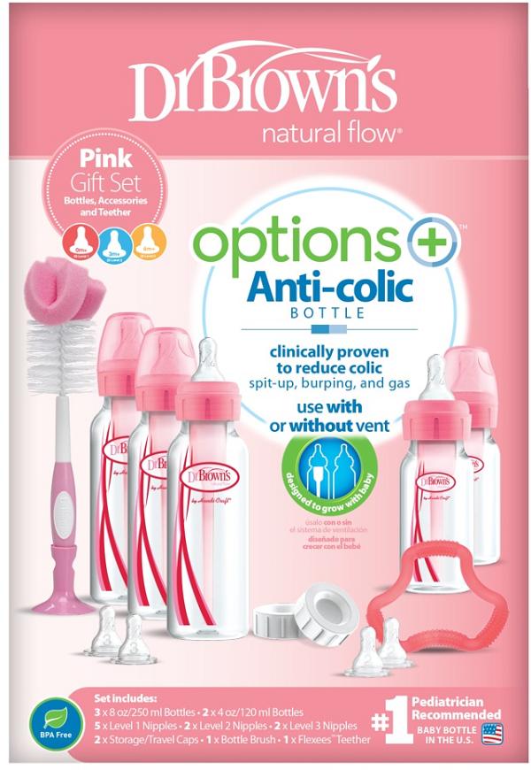 Dr Browns Options+ Bottle Narrow Neck Gift Set Pink