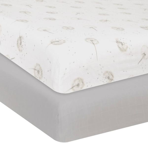 Living Textiles Organic Cot Fitted Sheet Dandelion 2 Pack