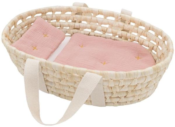 Living Textiles Woven Doll Moses Basket Set Blush