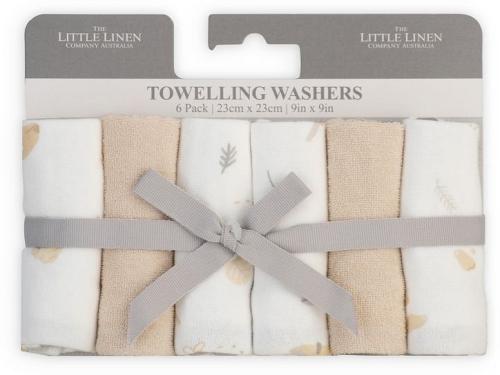 The Little Linen Co. Towelling Wash Cloth Nectar Bear 6 Pack