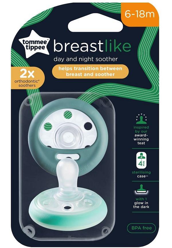 Tommee Tippee Closer To Nature Soother - Breast Like - Day & Night - 6-18 Months - 2 Pack