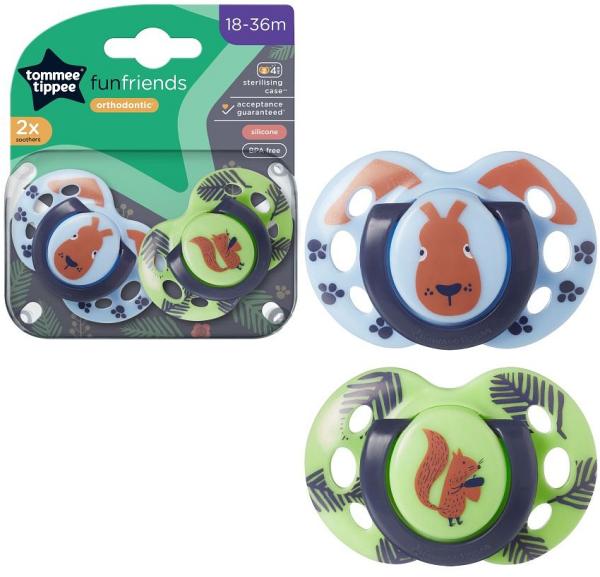 Tommee Tippee Closer To Nature Soother - Fun Style - 18-36 Months - 2 Pack