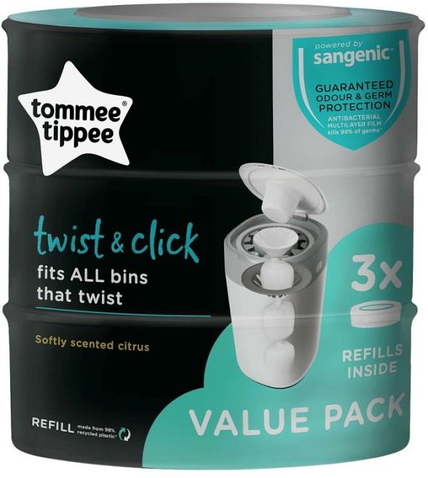 Tommee Tippee Twist & Click Nappy Disposal Unit Refill Cassette - 3 Pack
