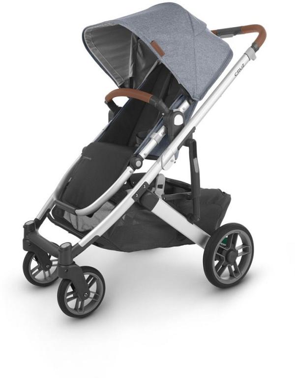 UPPAbaby Cruz V2 Pram - Blue Melange / Silver / Saddle Leather (Gregory)