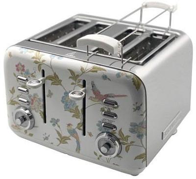 Laura Ashley Elvenden 4 Slice Toaster - White/Silver