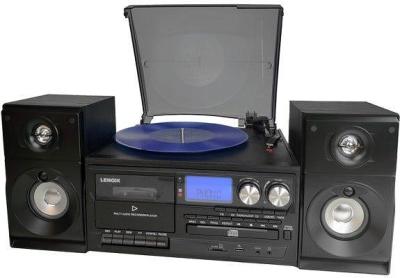 Lenoxx Home Entertainment System with Turntable/CD/Dual Cassette - Black