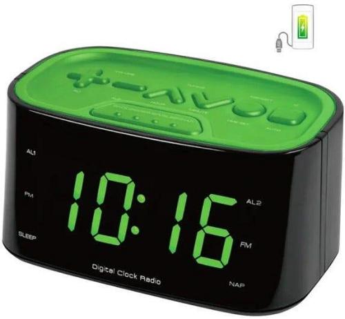 Lenoxx Large Number Display Clock Radio - Green LED