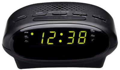 Lenoxx Portable Clock Radio With Green Led  Black