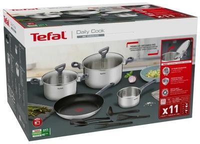 Tefal Daily Cook Induction 4Piece Set + Utensils - Stainless Steel