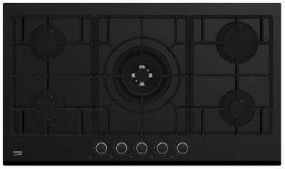 Beko 90cm 5 Zone Gas on Glass Cooktop