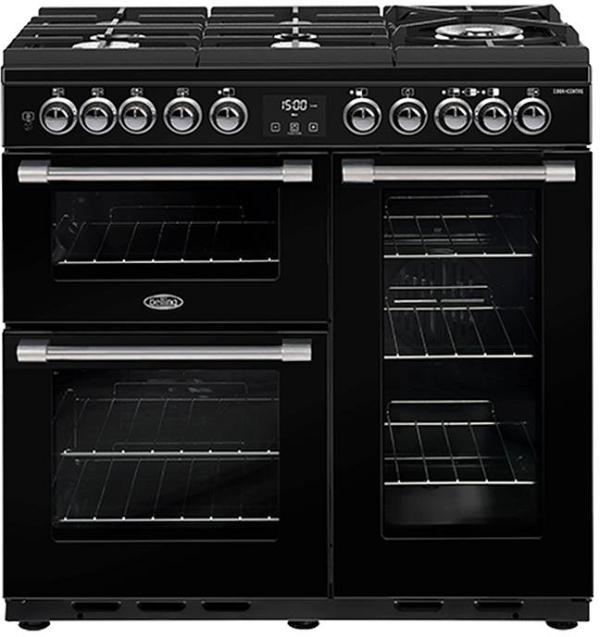 Belling CookCentre Deluxe 90cm Gas-Through-Glass Range Cooker - Black BCC900GTGB