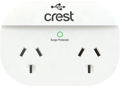 Crest Double Power Adaptor with USB Charging CP2WUSBS