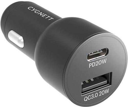 Cygnett 20W Dual Port Car Charger with 20W USB-C PD + 20W QC 3.0 CY3637CYCCH