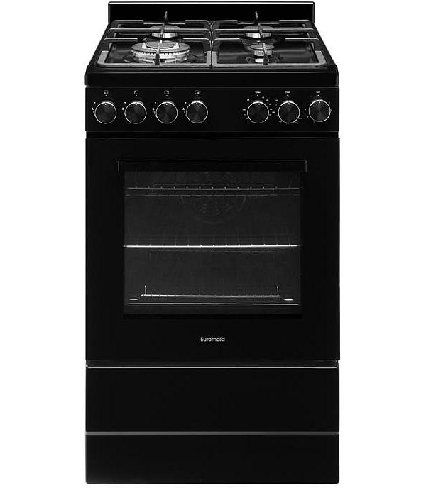 Euromaid 54cm Electric Gas Oven & Gas Top Black EFS54FC-SGB