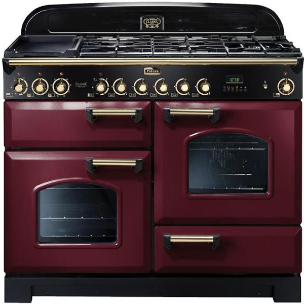 Falcon Classic Deluxe 110cm Dual Fuel Upright Cooker Cranberry/Brass CDL110DFCY/BR