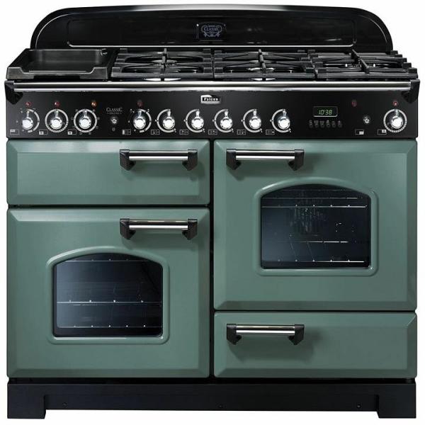 Falcon Classic Deluxe 110cm Dual Fuel Upright Cooker Mineral Green/Chrome CDL110DFMG/CH