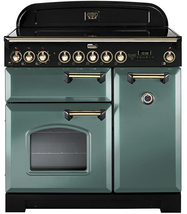 Falcon Classic Deluxe 90CM Induction Range Cooker Mineral Green/Brass CDL90EIMG/BR