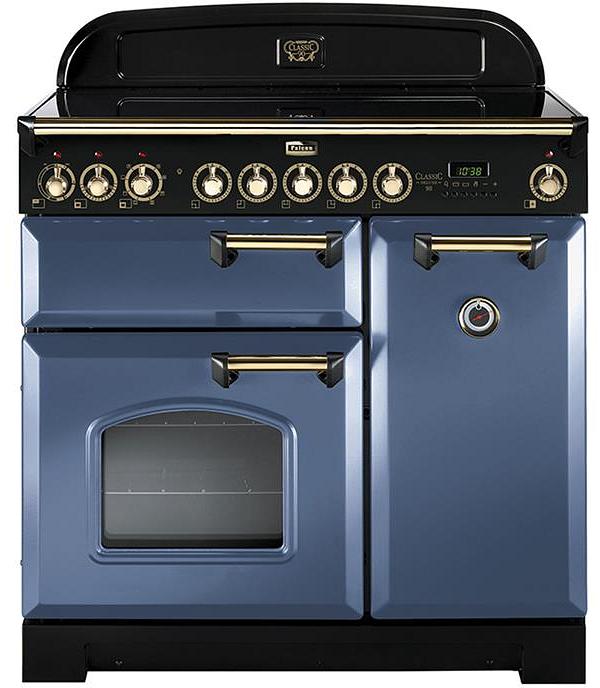 Falcon Classic Deluxe 90CM Induction Range Cooker Stone Blue/Brass CDL90EISB/BR