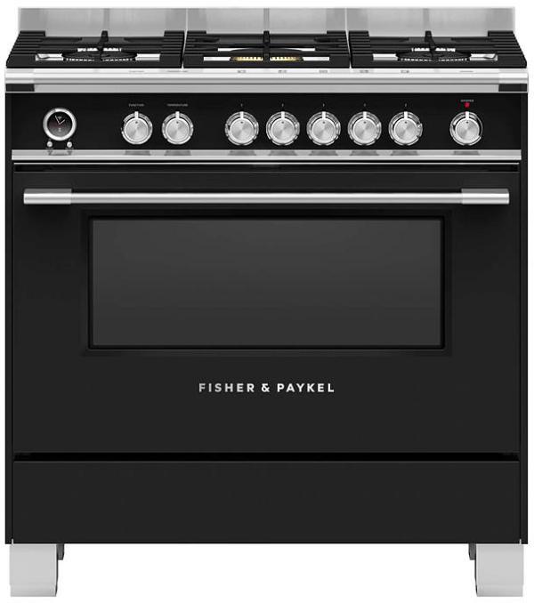 Fisher & Paykel Series 9 Freestanding Cooker, Dual Fuel, 90cm, 5 Burners, Self-cleaning OR90SCG6B1